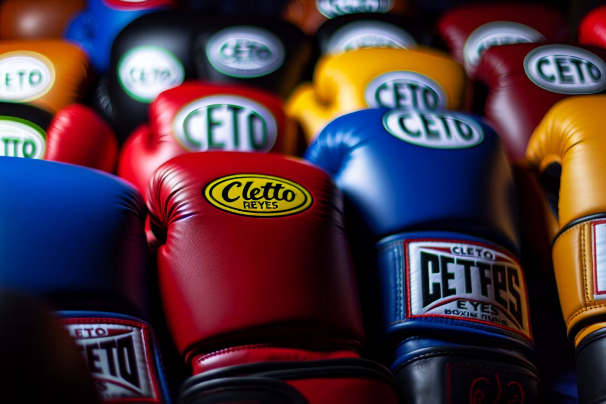 Various colors of Cleto Reyes boxing gloves on display